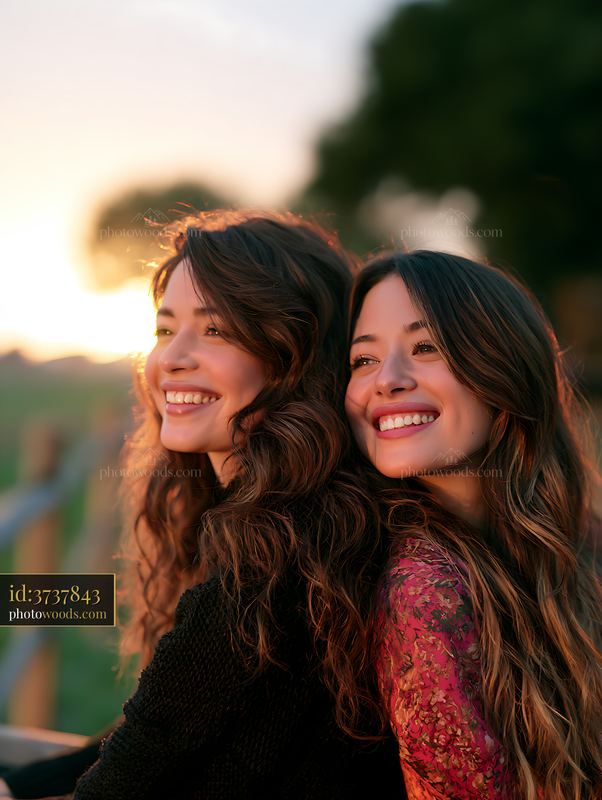 Friends enjoy sunset together in open field