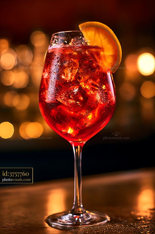 Vivid Aperol Spritz With Orange Slice in Cocktail Glass
