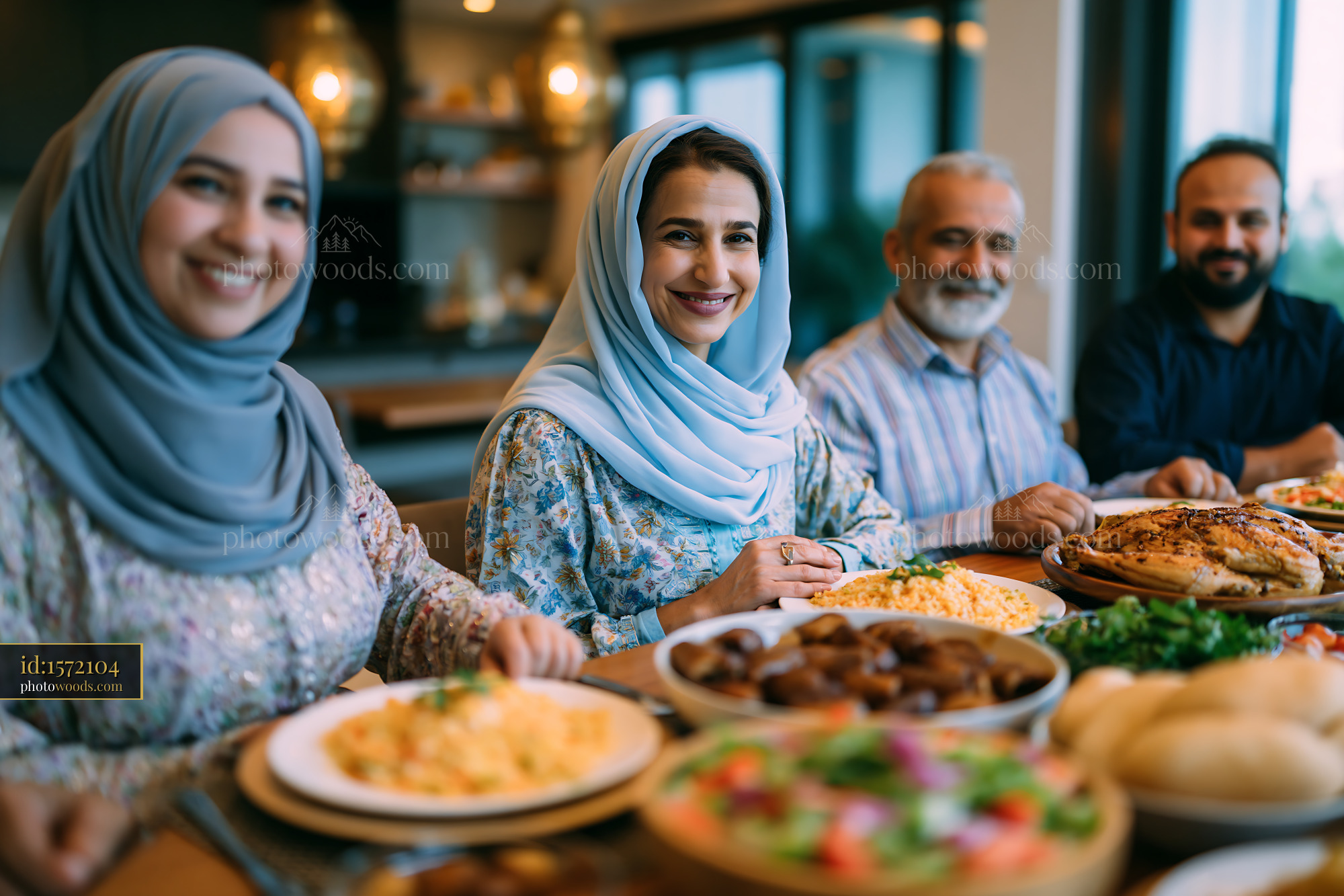 Family Sharing Iftar Dinner at Home During Ramadan