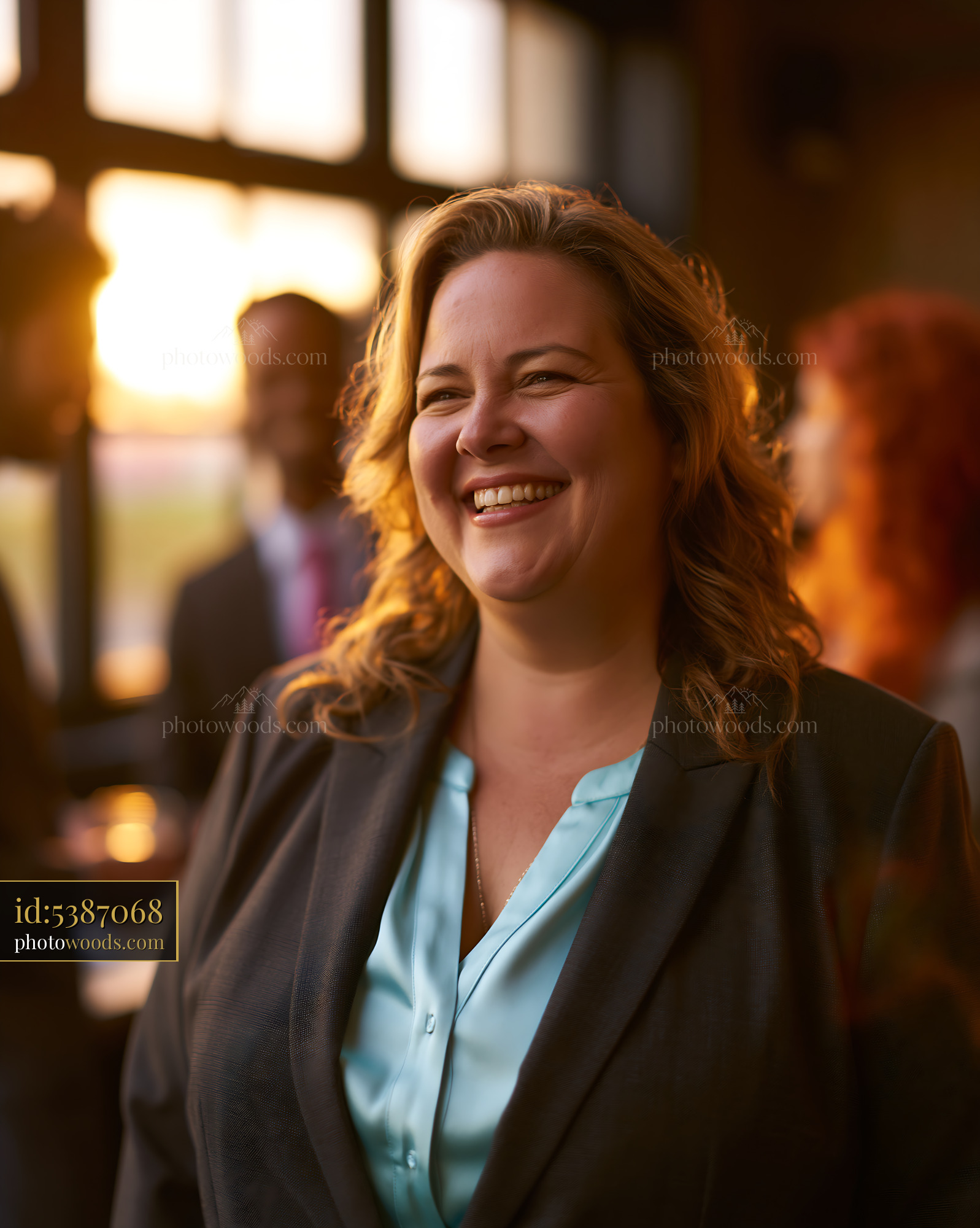 Plus Size Businesswoman Laughing During a Networking Event
