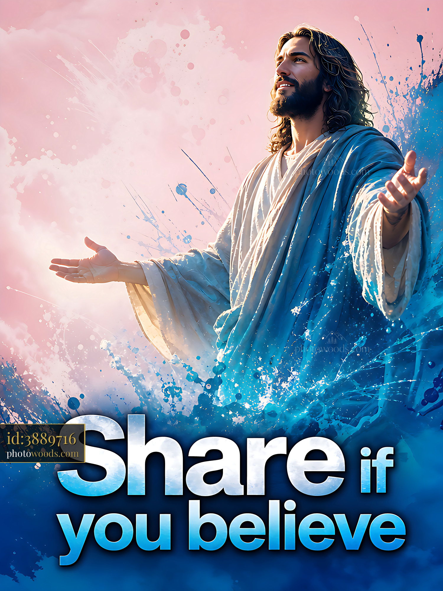 Jesus Spreads Message of Faith and Hope With Open Arms in Light