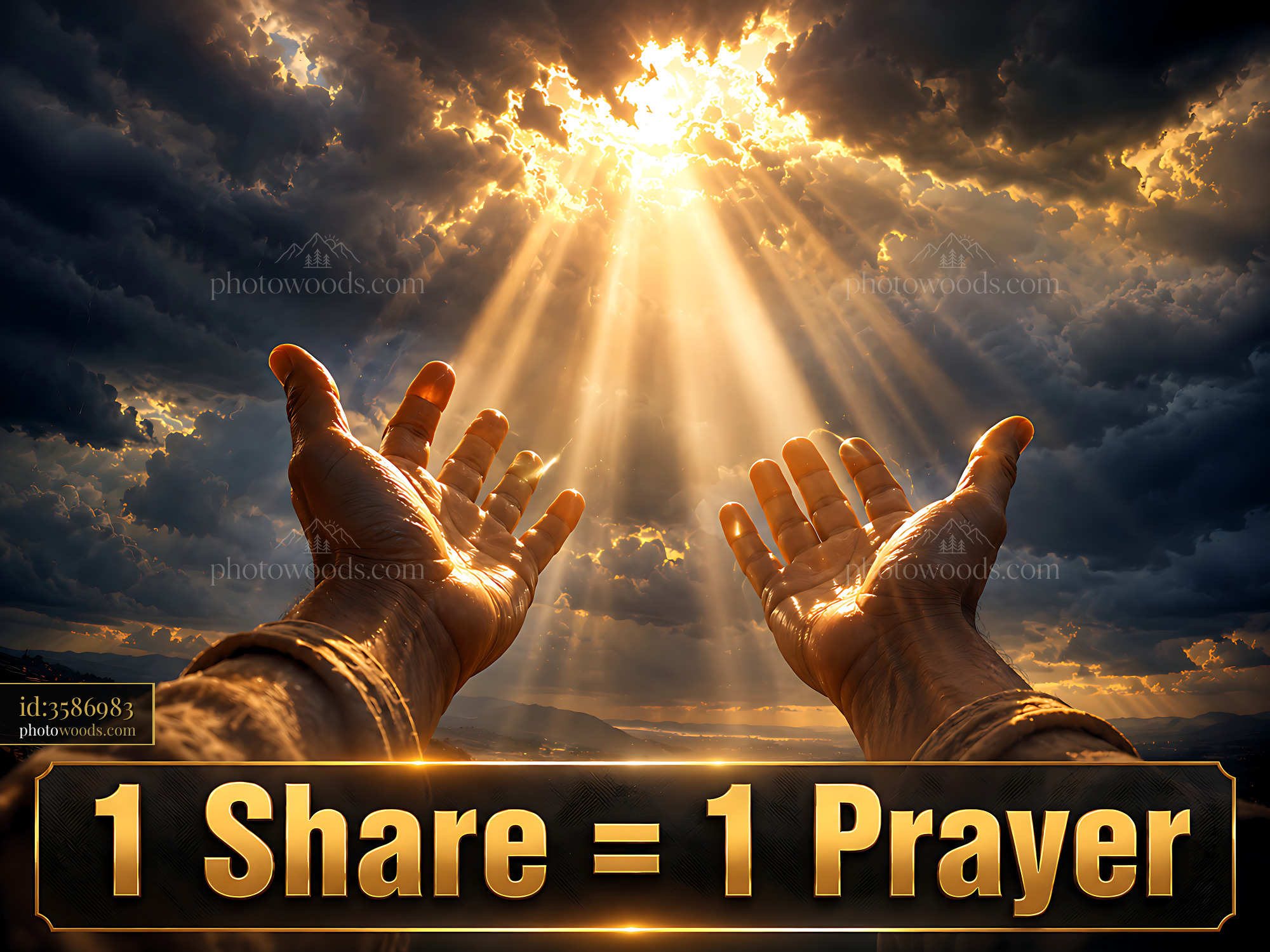 Hands Reaching Towards Light With a Message About Prayer