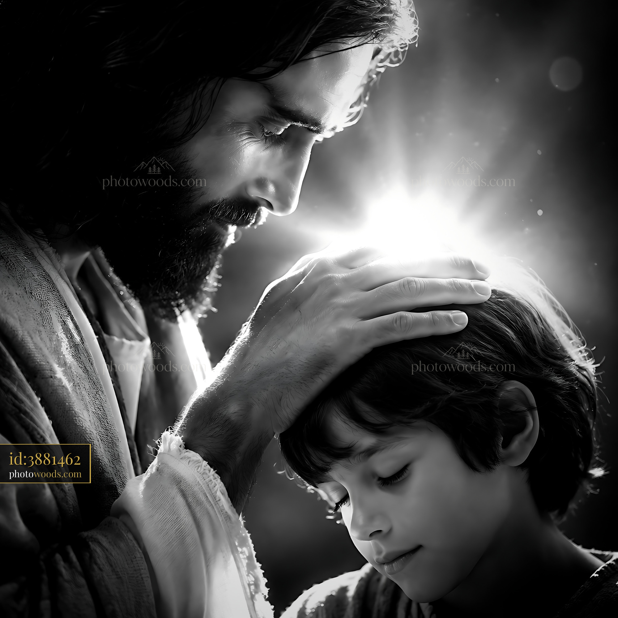 Jesus Blesses Child With Love and Guidance in a Moment of Connection