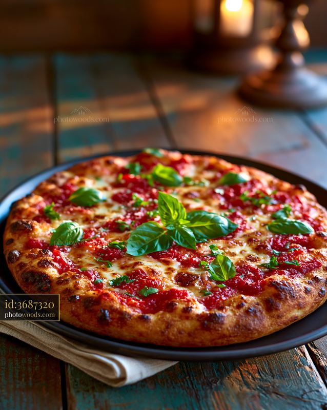 Wood Fired Margherita Pizza With Fresh Basil and Tomato Sauce