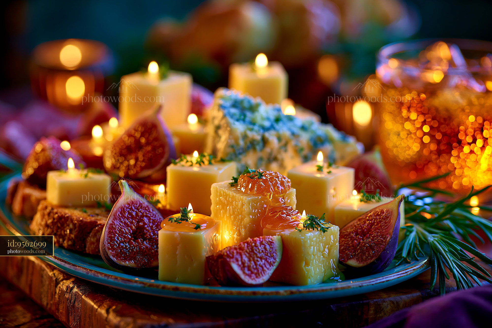 Charcuterie Board With Cheeses, Figs, and Honey, Warm Setting