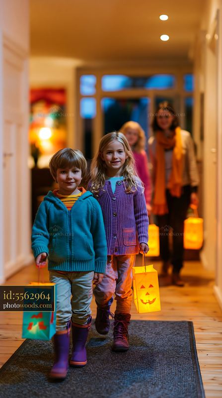 Children With Lanterns at St. Martins Parade in Autumn Evening
