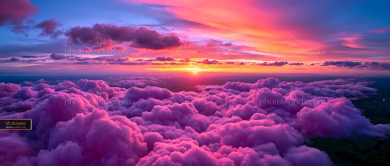 Colorful sunset over clouds in the sky