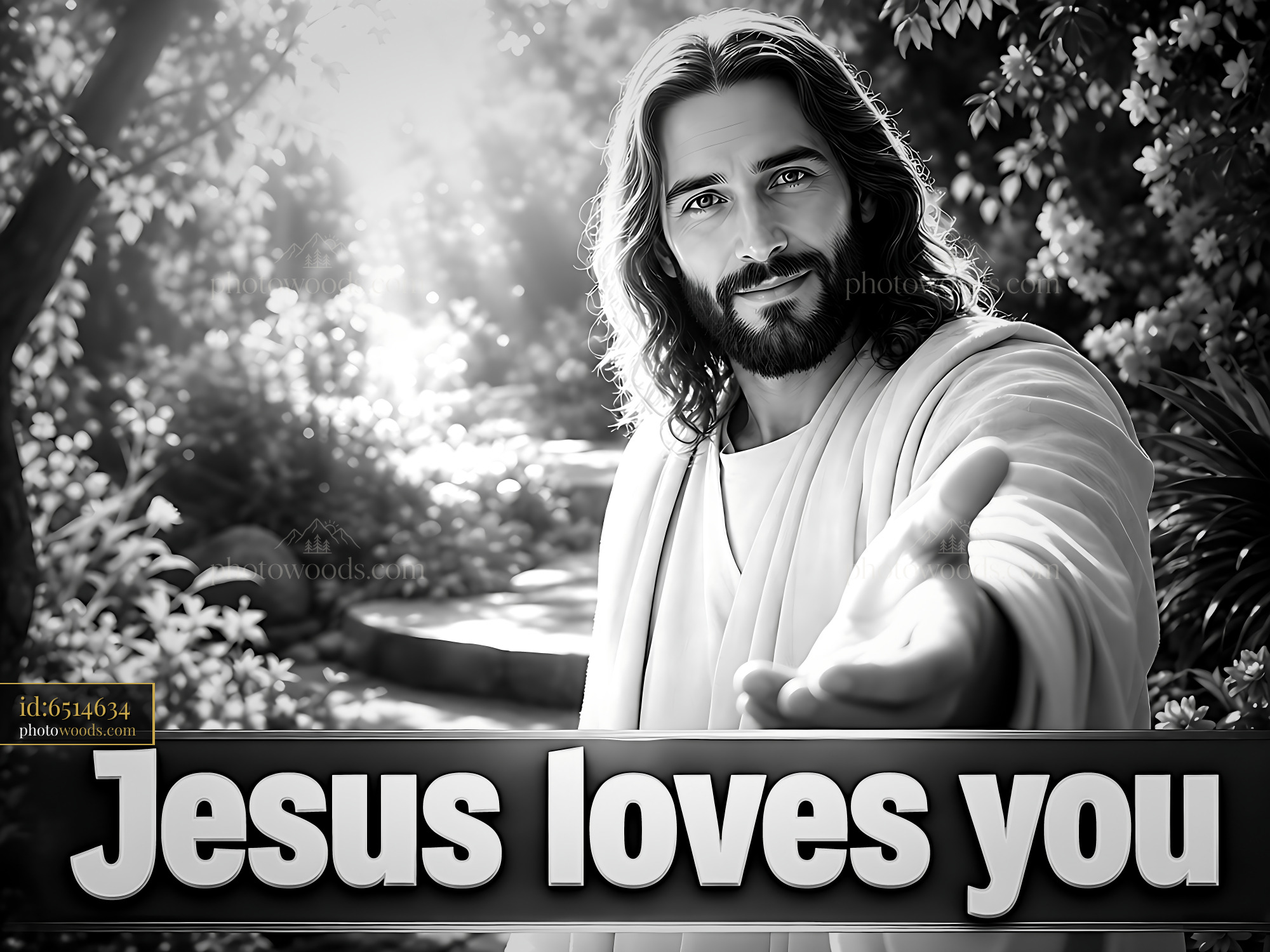 Jesus Extends Hand in Garden With Message of Love and Hope