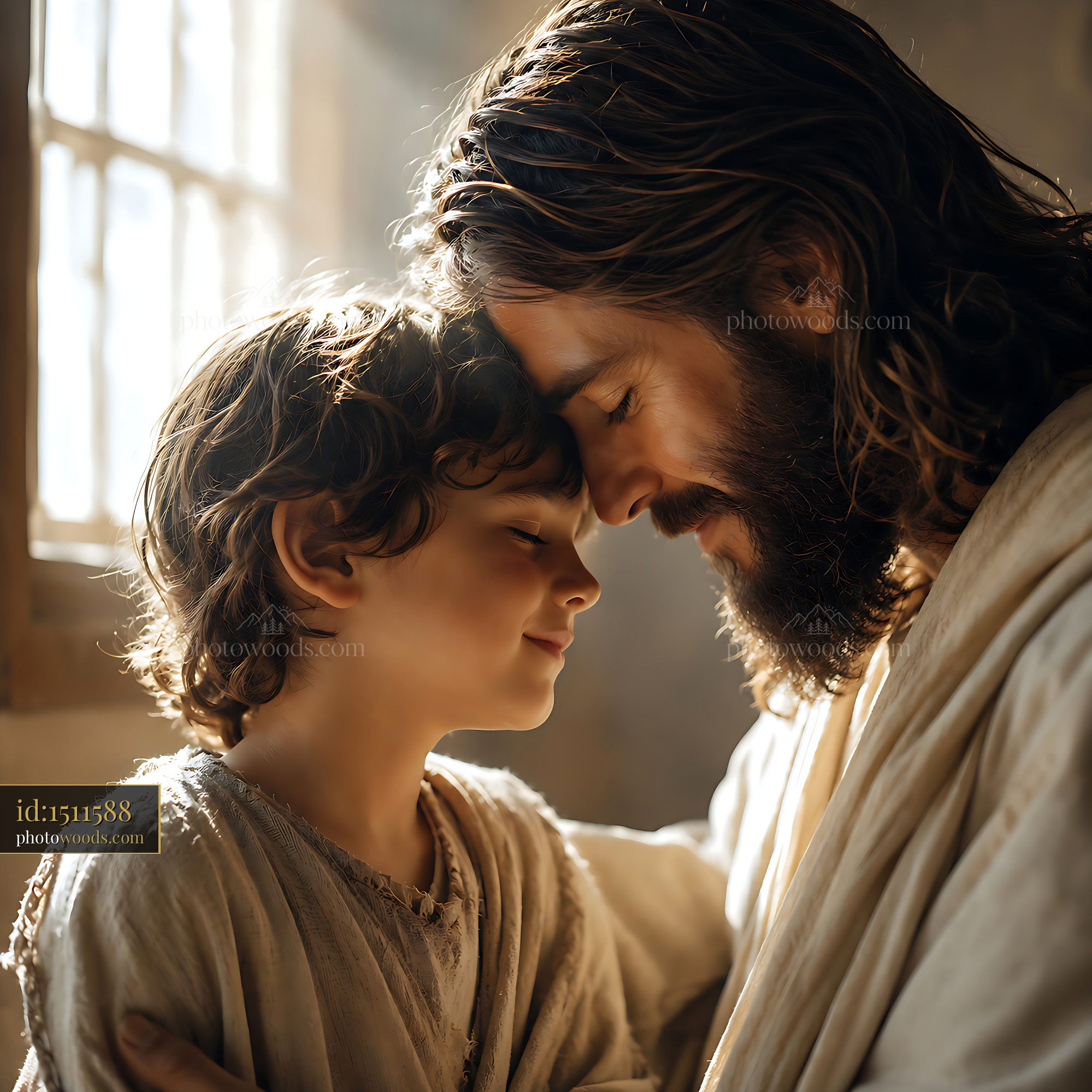 Father and Son Share a Moment of Connection Indoors With Soft Light