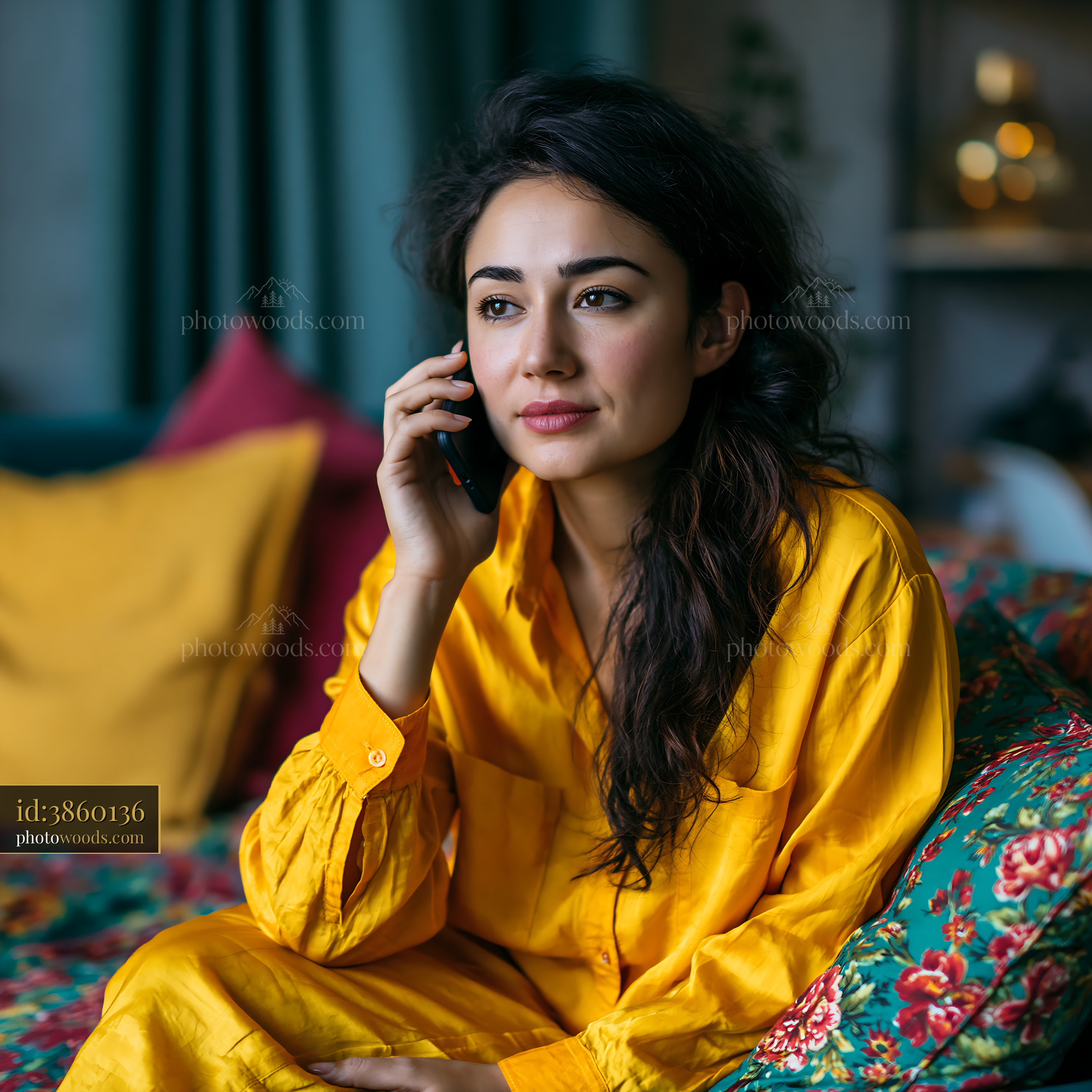 Daughter Organizing Care While Talking on the Phone Indoors