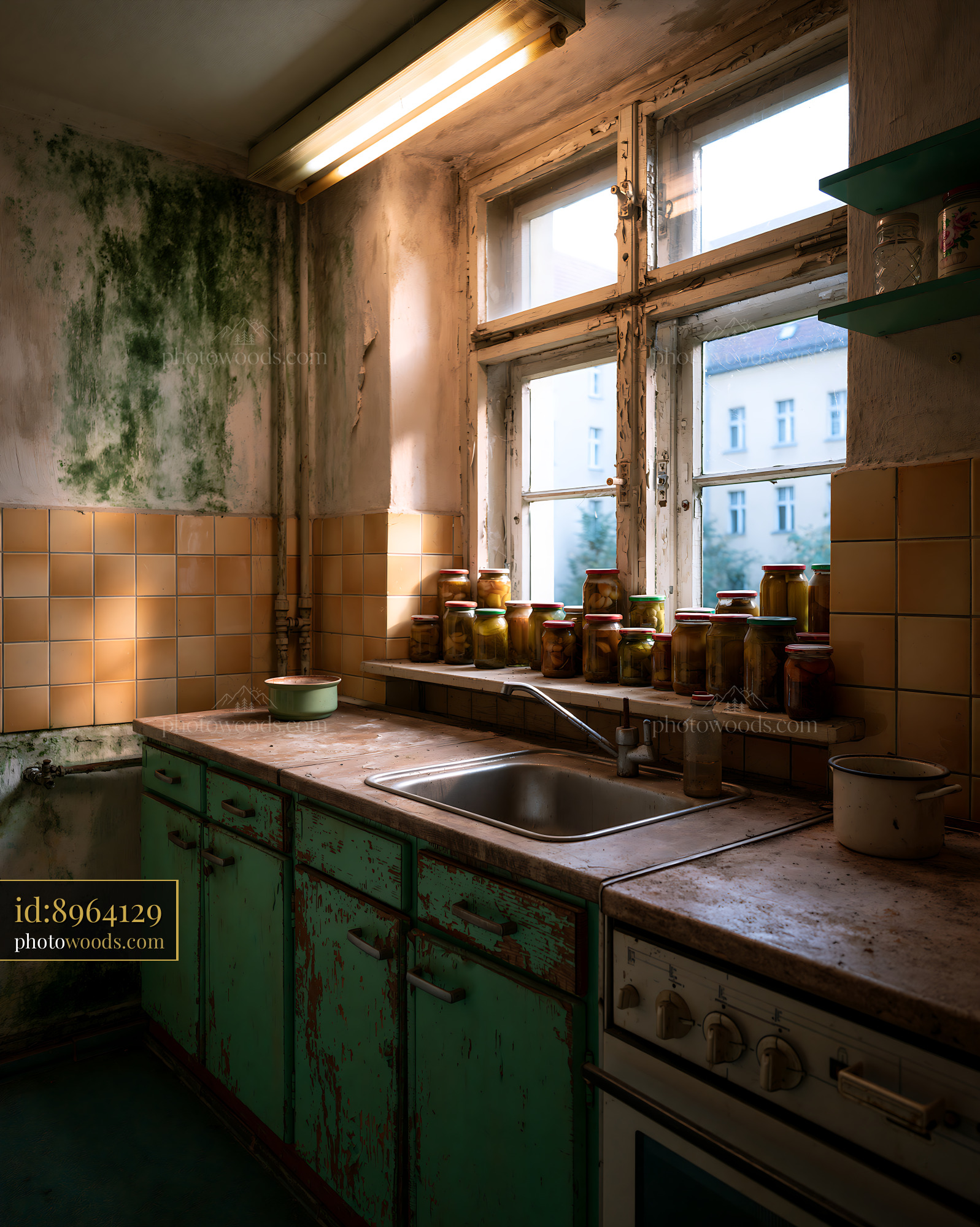 Dilapidated Kitchen With Mold and Peeling Paint