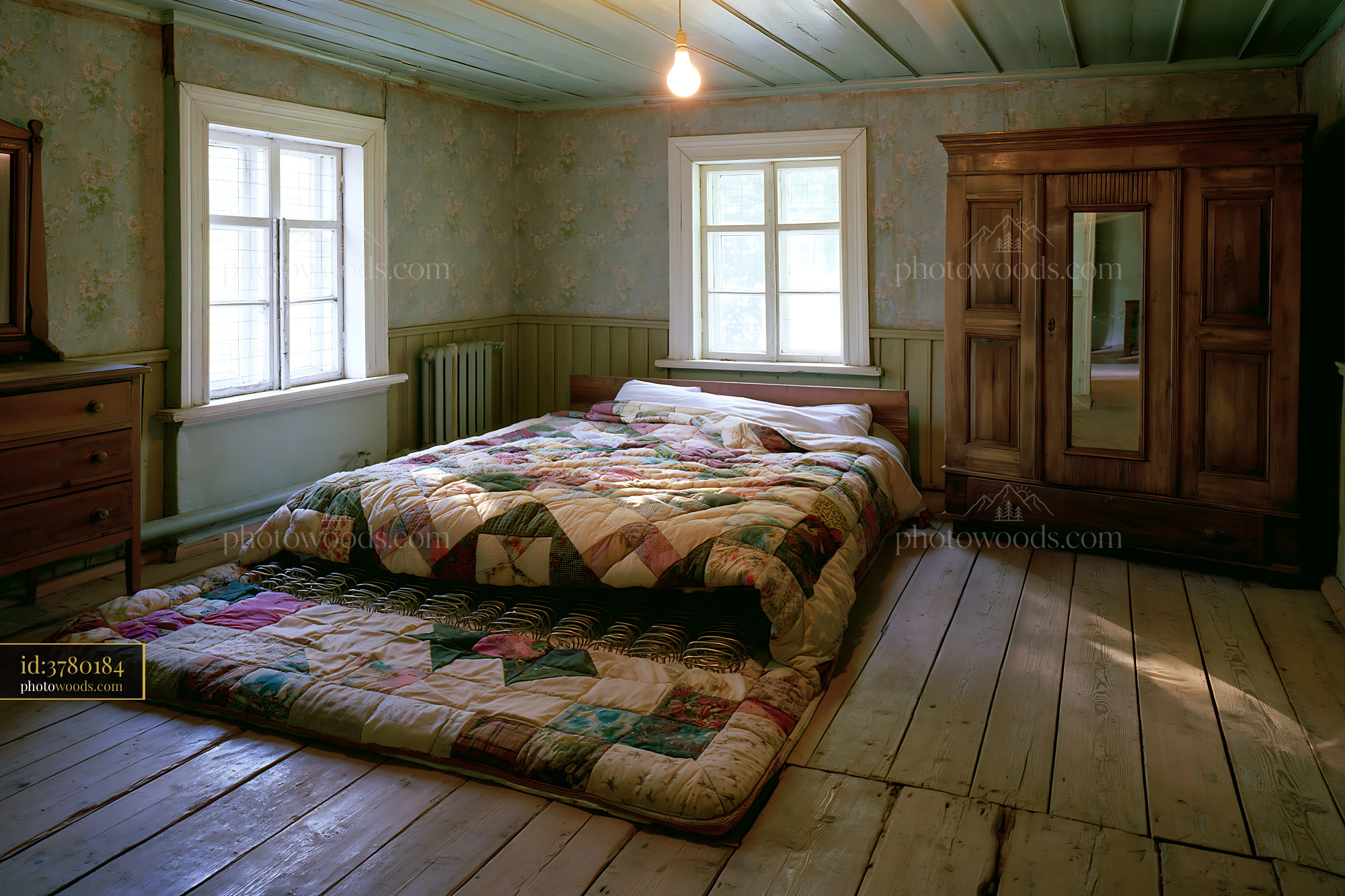 Old Dacha Room With Wooden Floor and Simple Furniture
