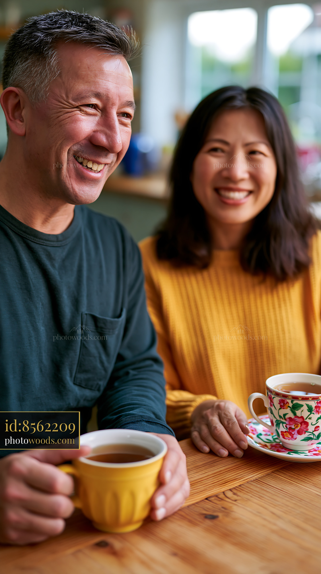 Couple Enjoying Coffee Together at Home in Cozy Setting