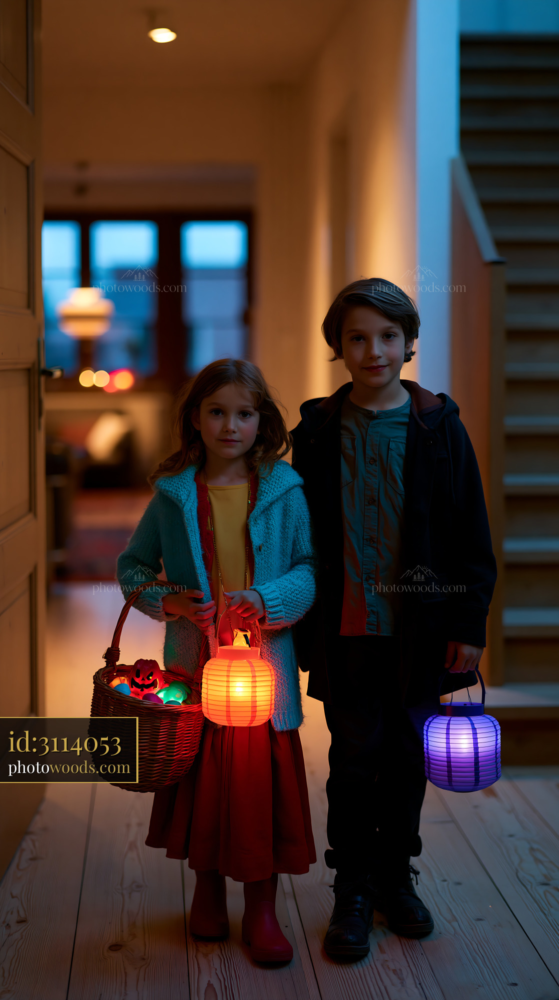 Children With Lanterns at a St. Martins Parade in Evening Light