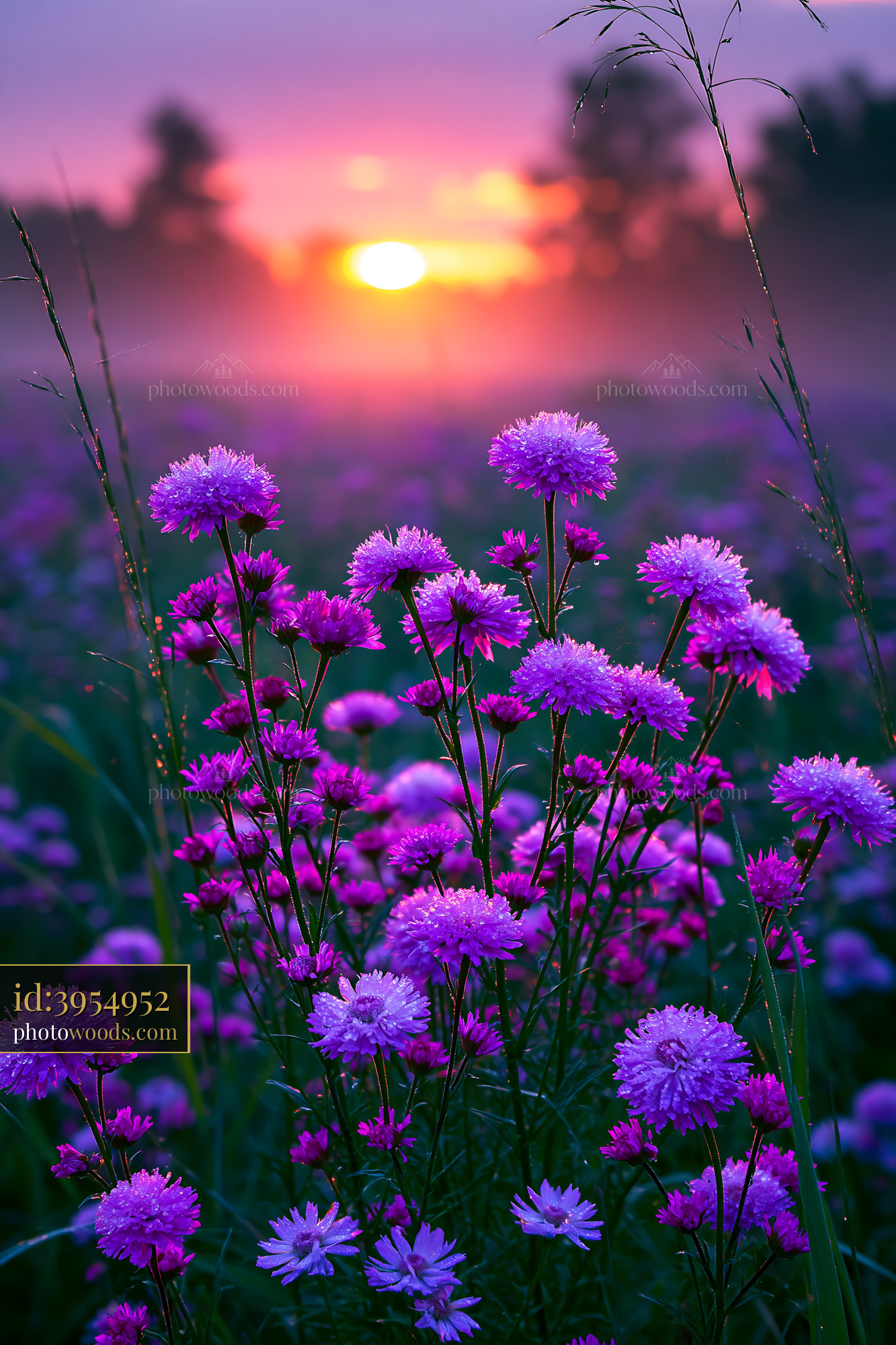 Flowers Bloom in a Field During Sunset With Soft Light