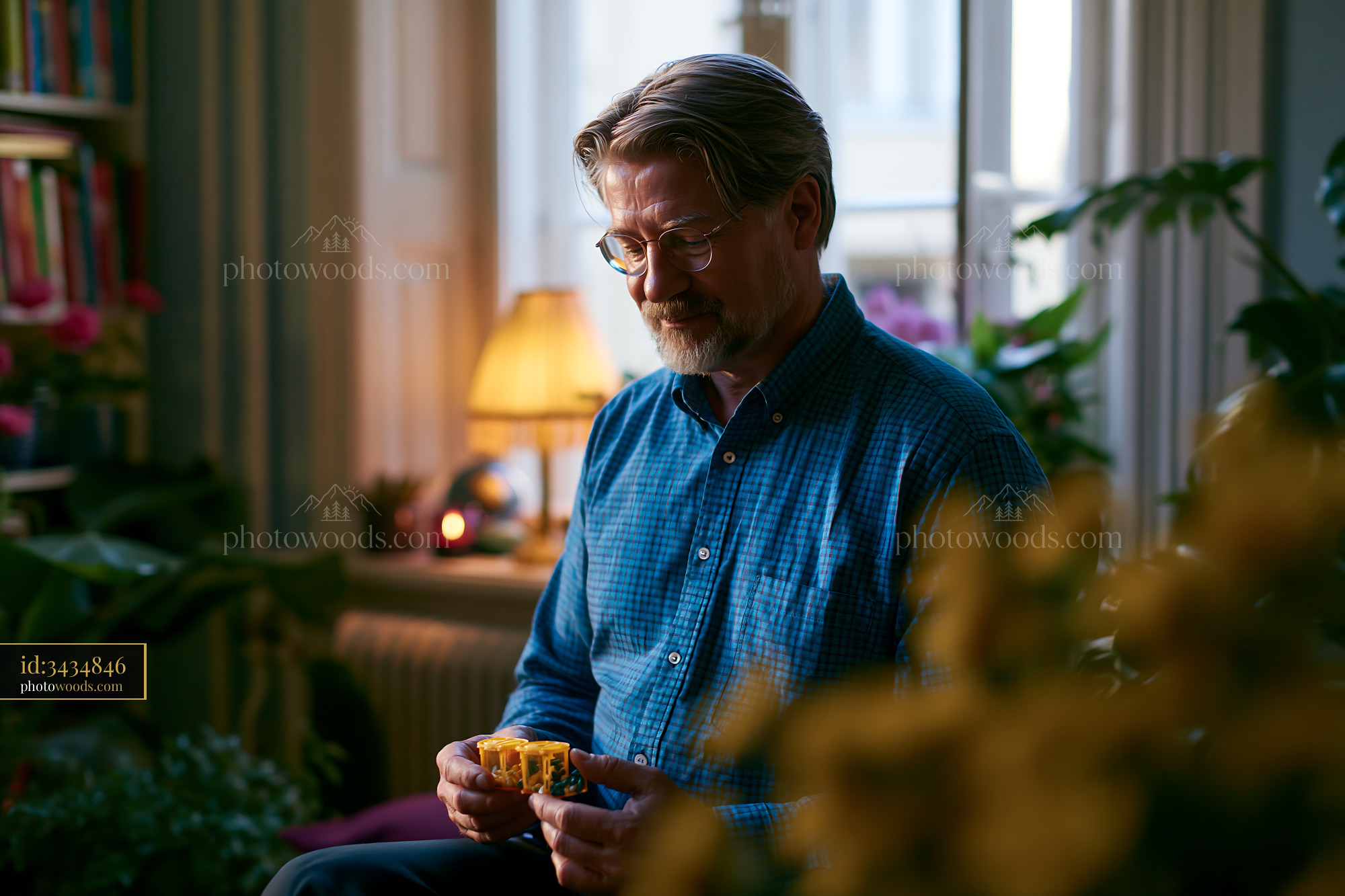 Man Holding Cup in Relaxed Preventive Checkup at Home