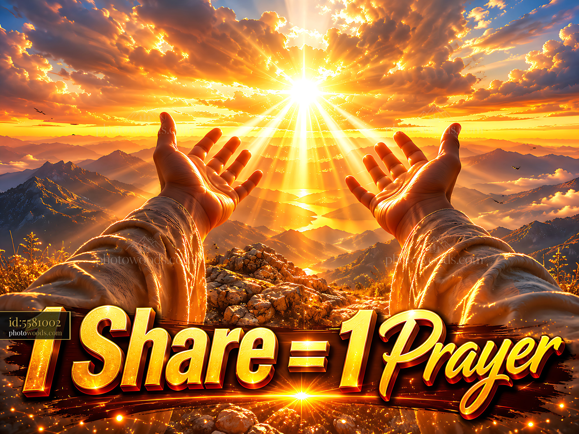 Hands Reaching Toward Sunlight Over Mountains During Sunset