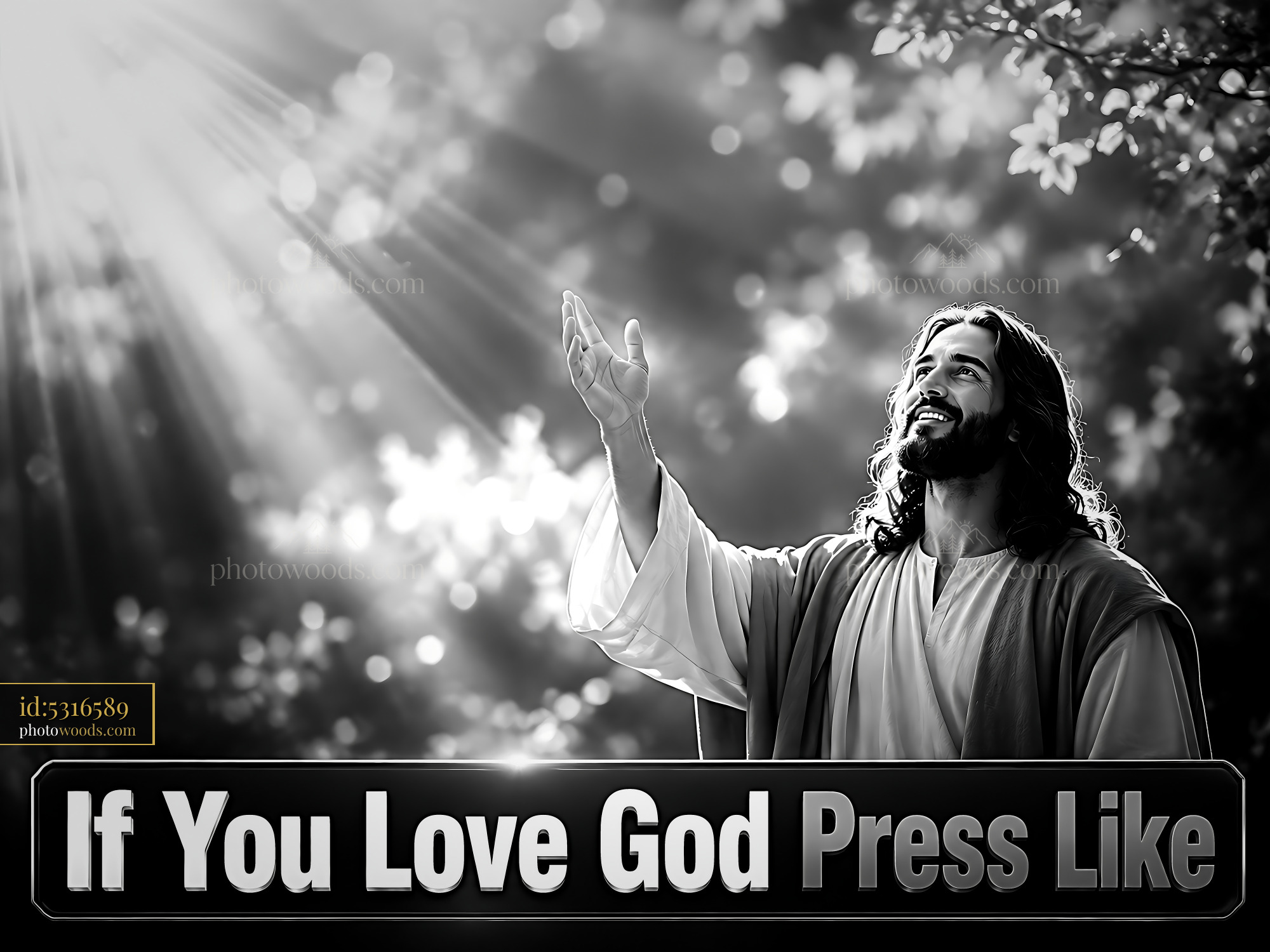 Jesus Raises Hands in Light With Message Encouraging Action