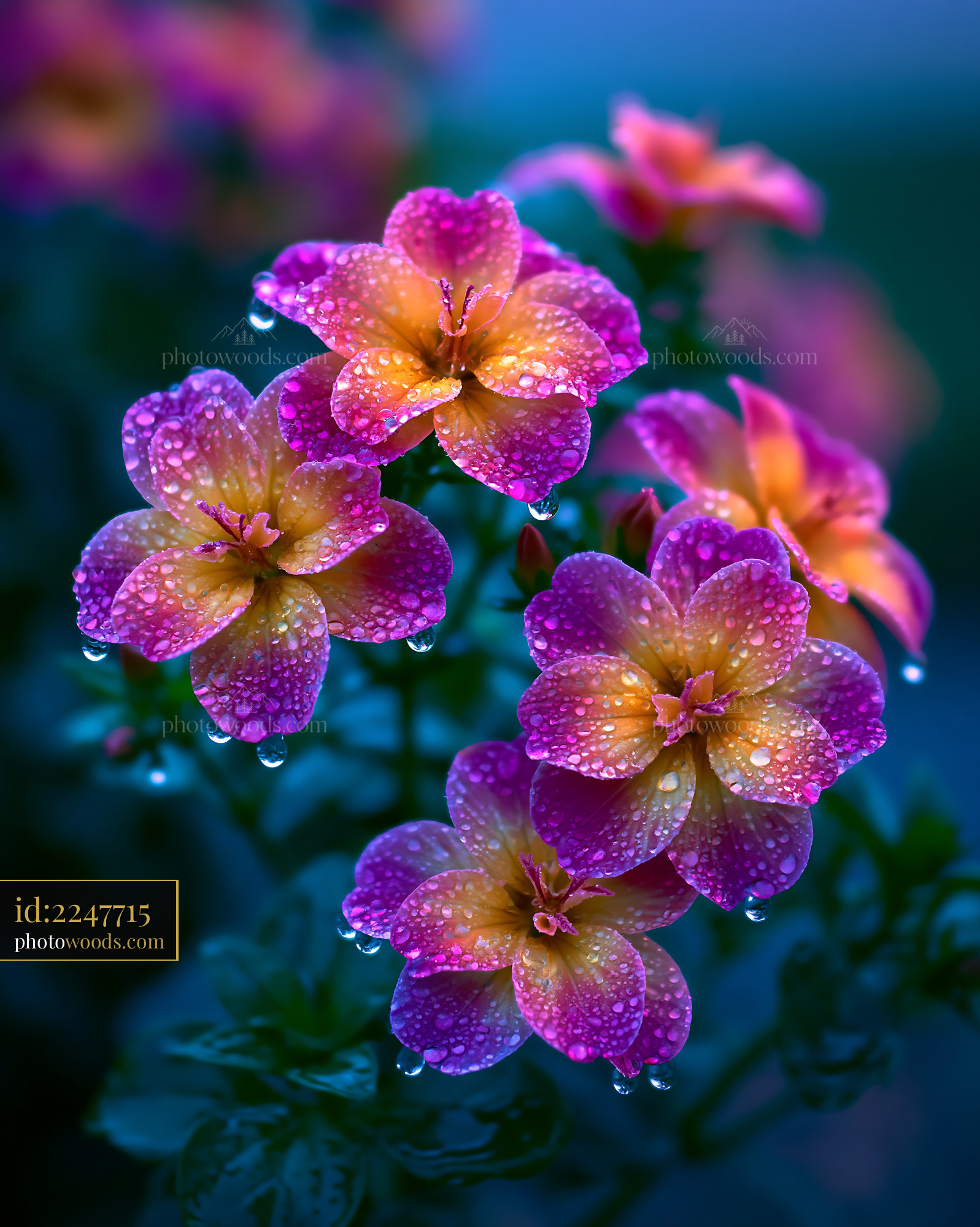 Flowers With Water Droplets on Petals in Soft Light