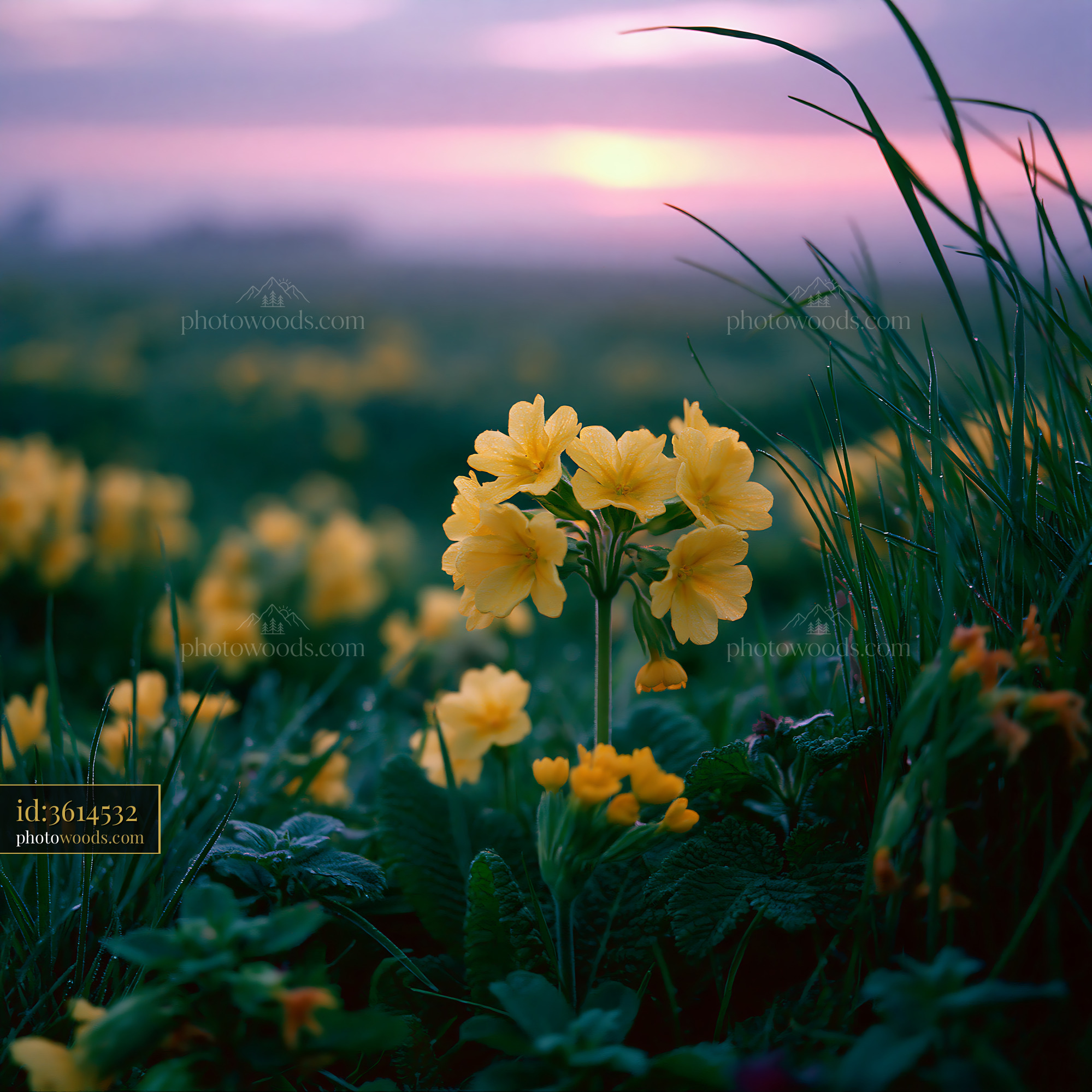 Cowslip Blossoms in Meadow During Golden Hour