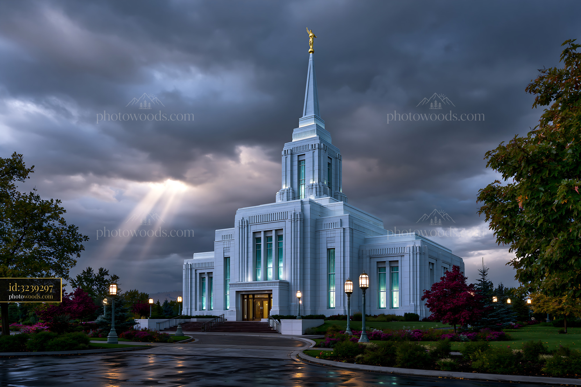 Photorealistic Architectural Photography of a Temple With Clouds
