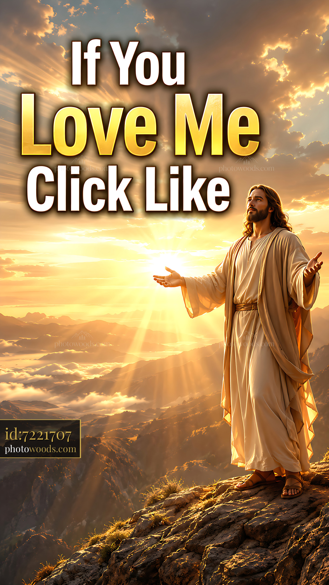 Jesus Stands With Arms Open Against a Sunset Sky