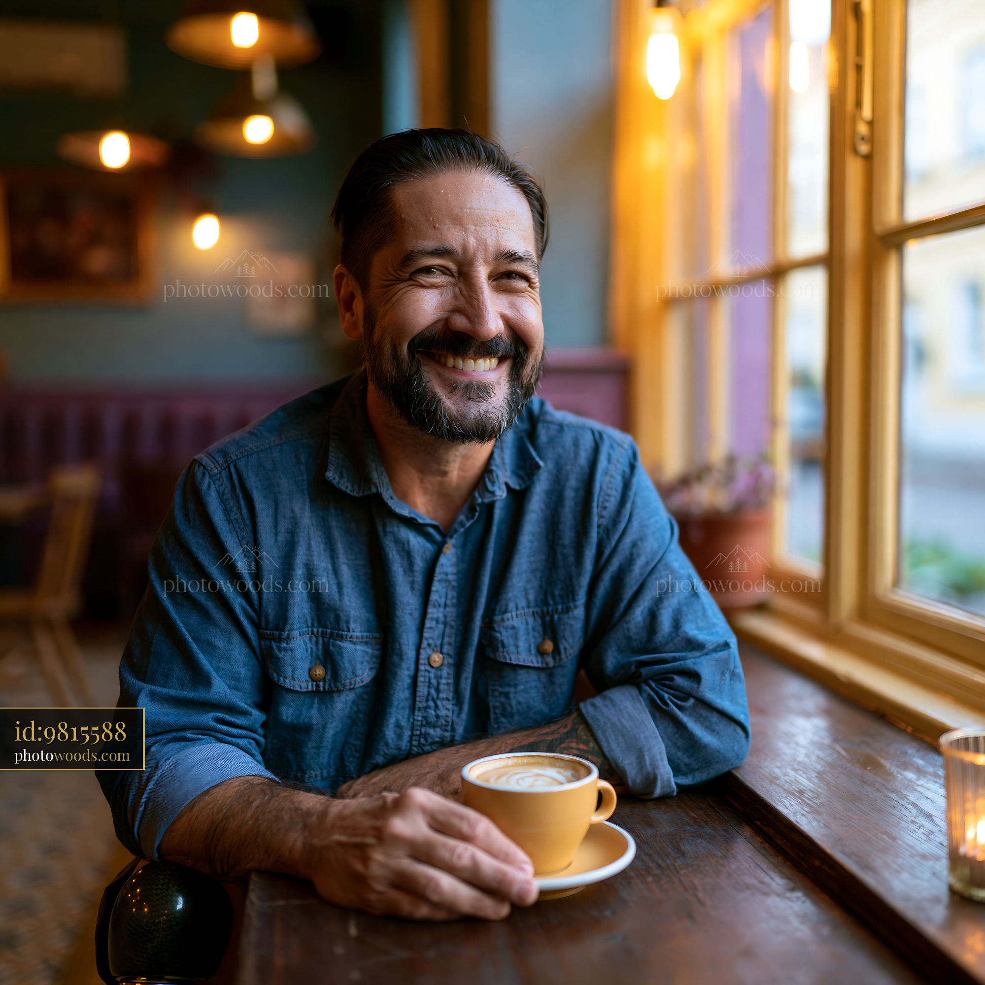 Cheerful Man With a Prosthetic Leg Sipping Coffee in Cafe
