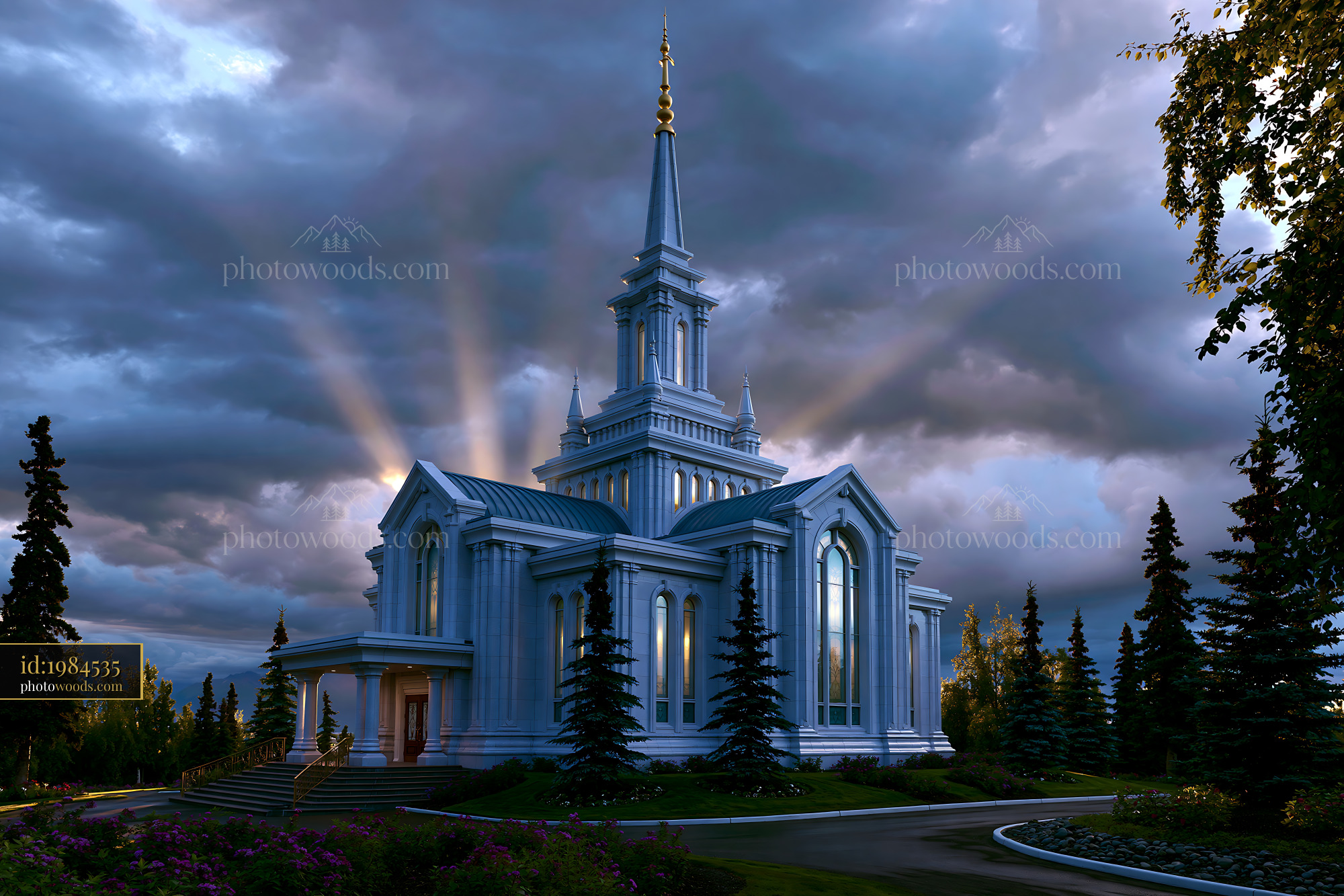 Architectural Photography of a Temple in a Dramatic Sky