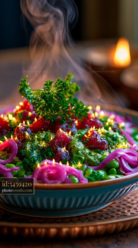 Colorful Poke Bowl With Tuna Avocado and Edamame