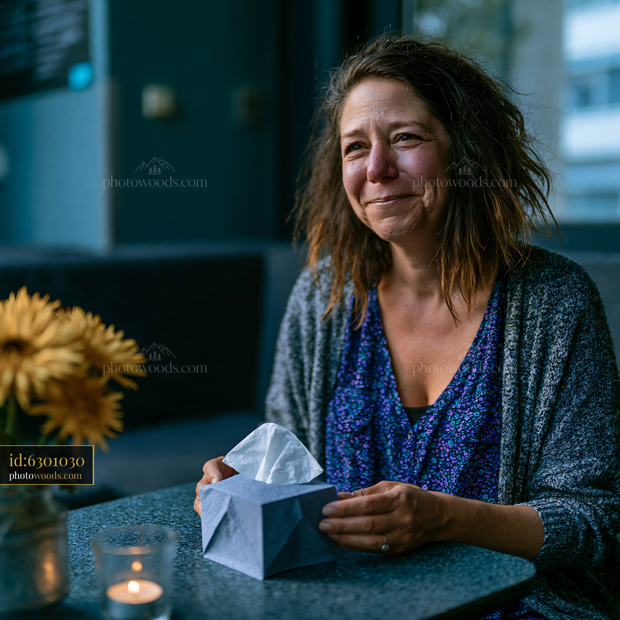Grief Counselor Offering Support in a Cozy Cafe Setting