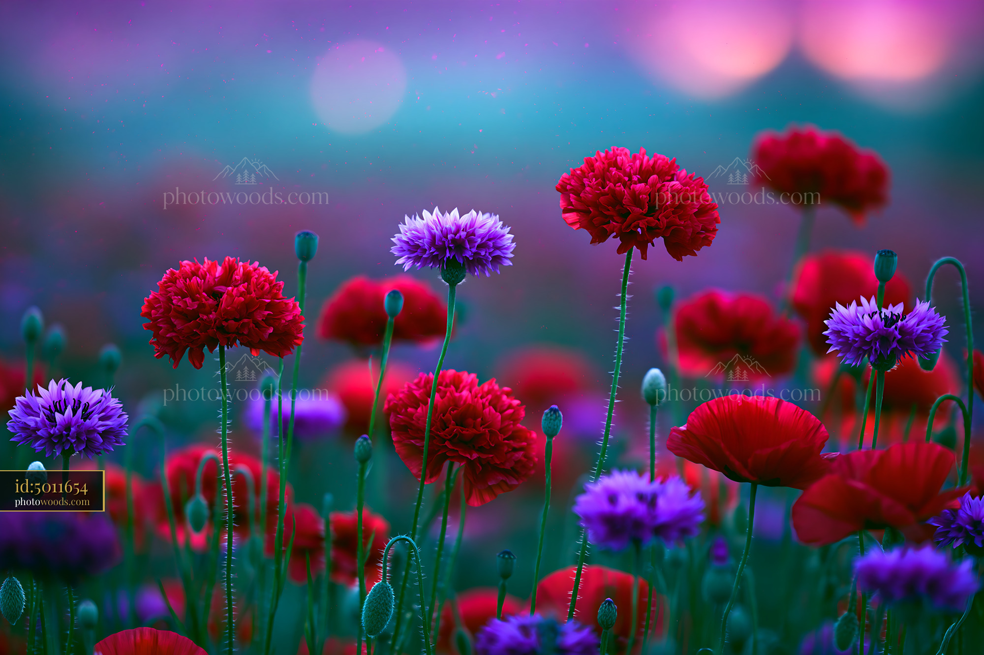 Flowers Bloom in a Vibrant Field During Sunset
