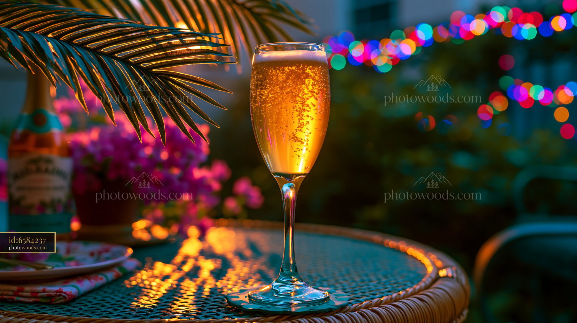 Champagne Cocktail in a Glass With Sparkling Bubbles