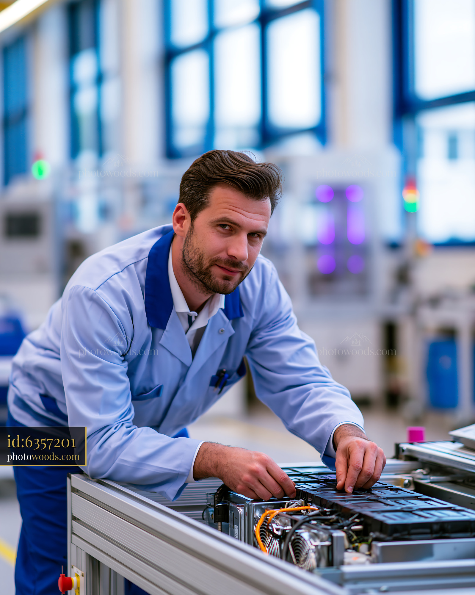 Technician Working on a Heat Pump in a Manufacturing Facility