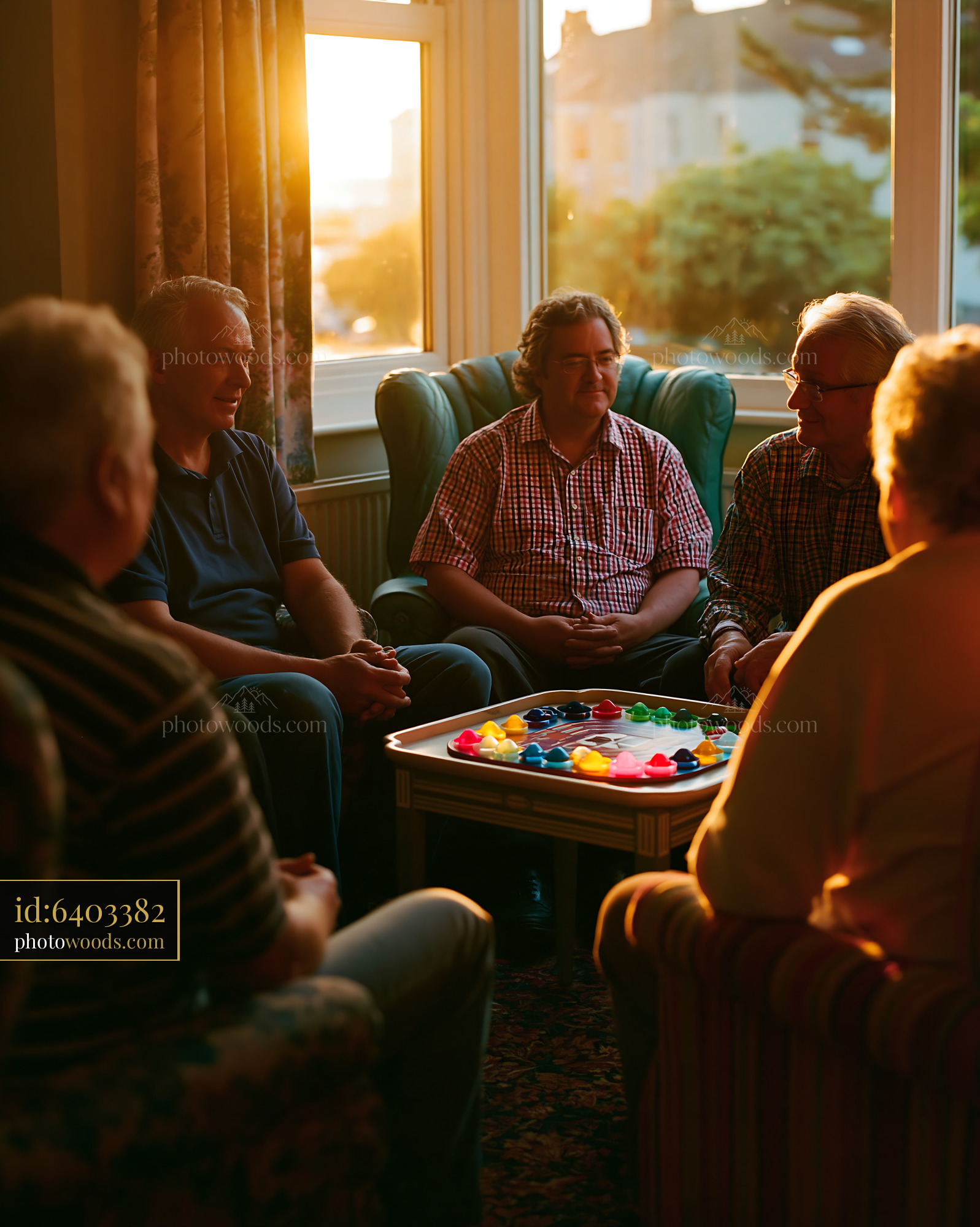 Men's Support Group in Circle Playing Games During Golden Hour