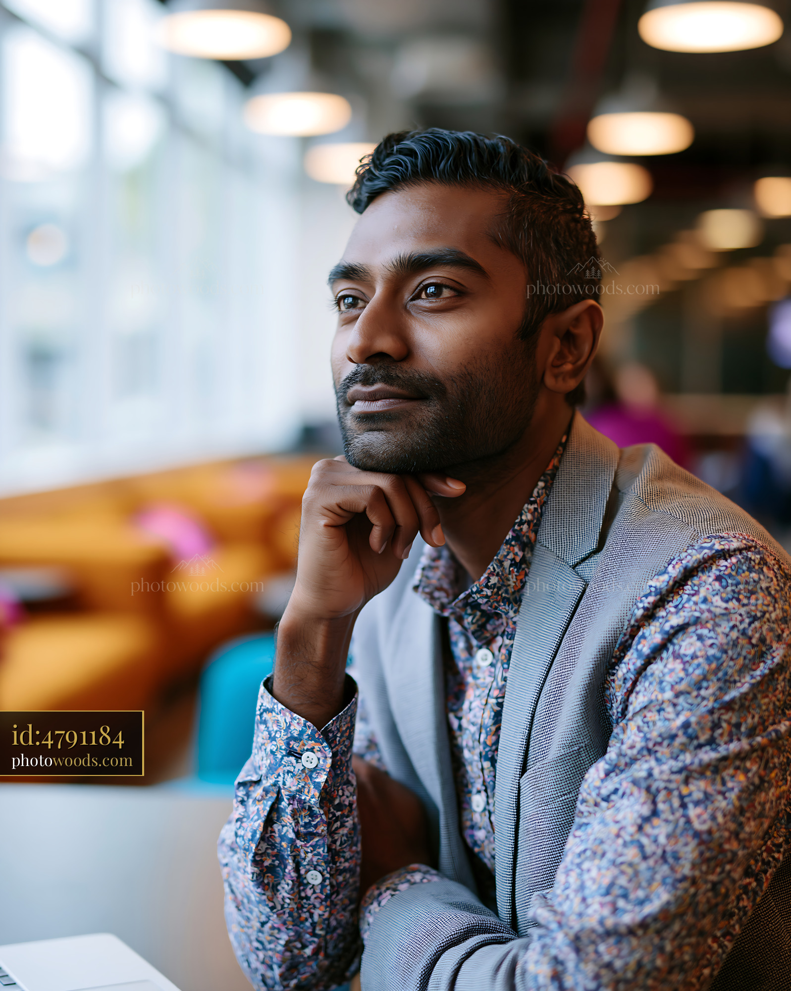 Man Thinking While Using E-Government Portal at Home in Modern Cafe