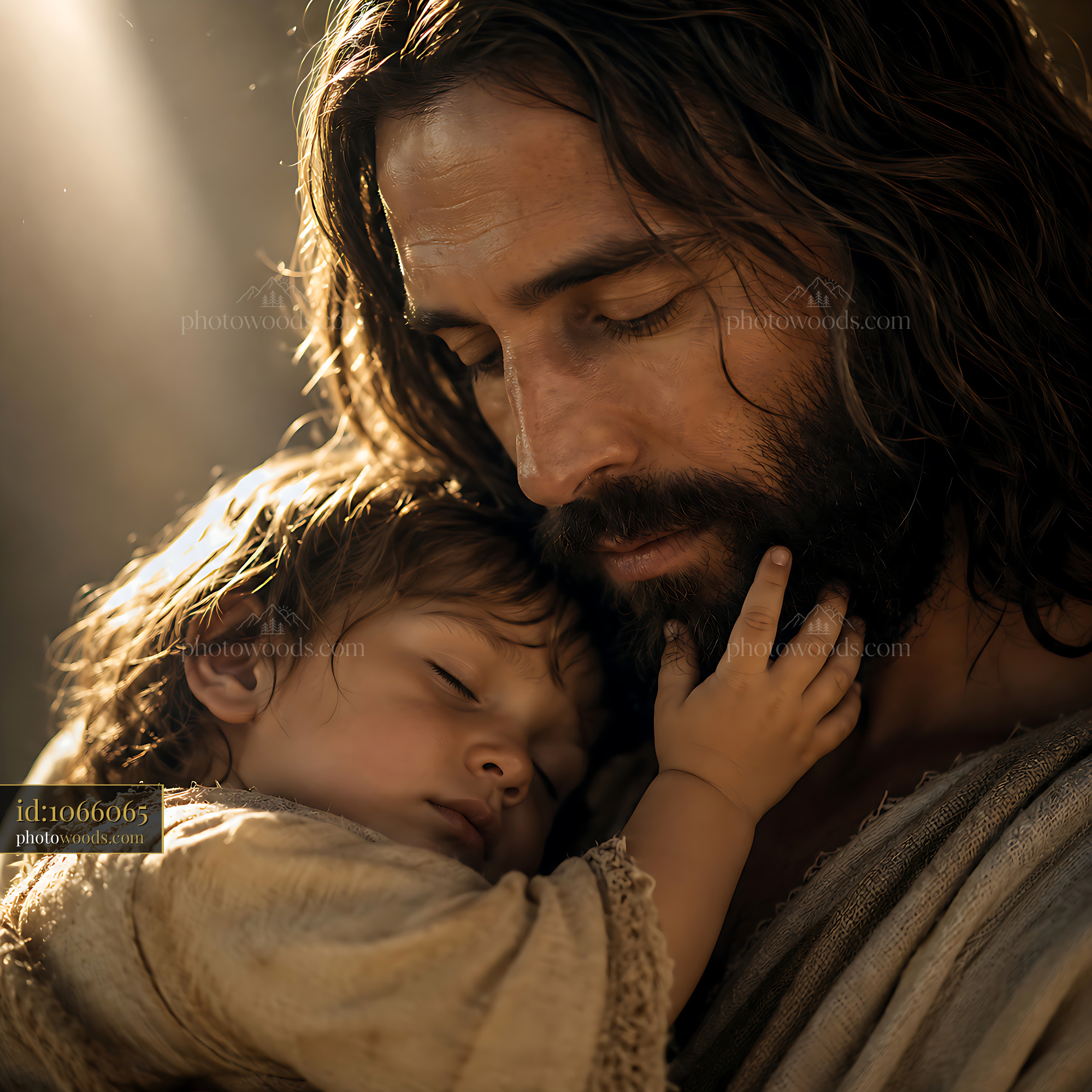 Man Holds Child Close While They Share a Quiet Moment Together