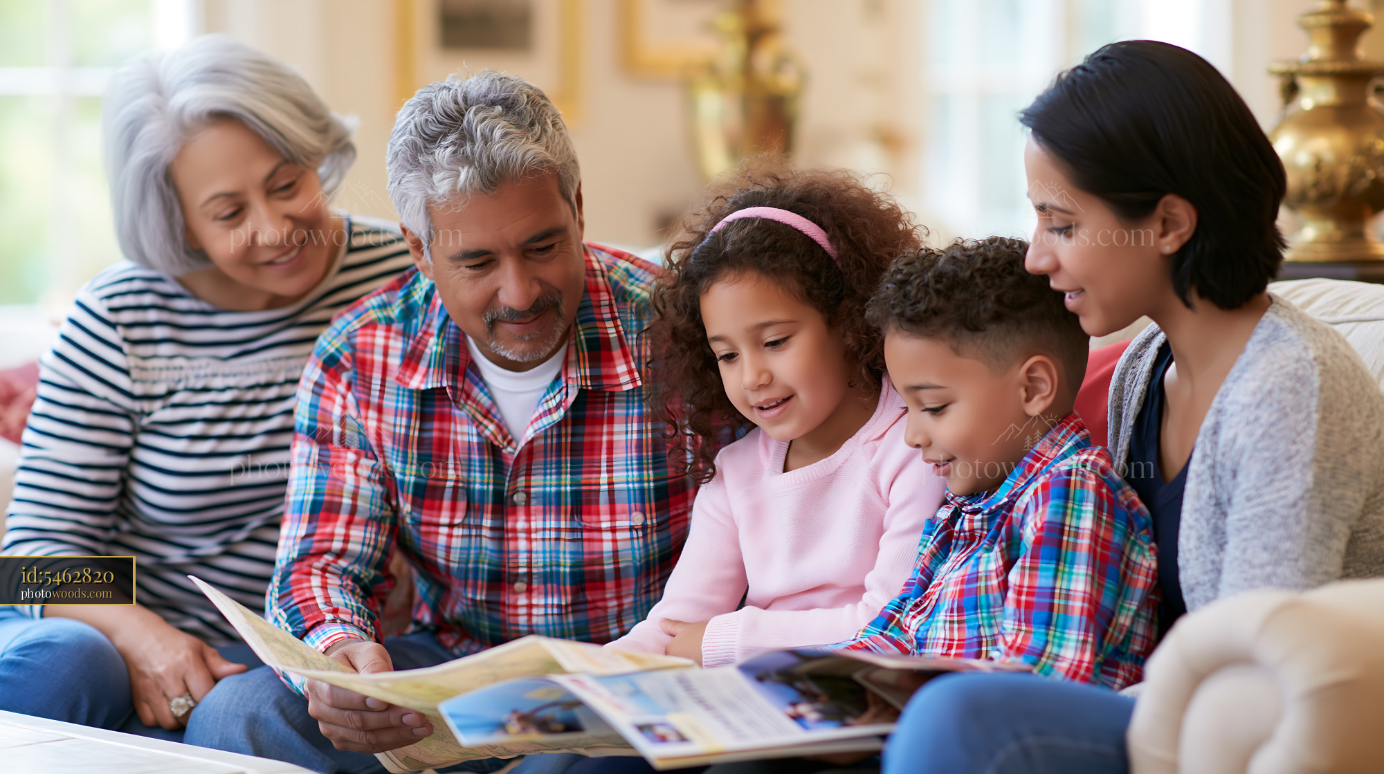 Multiracial Family Studying Together at Home
