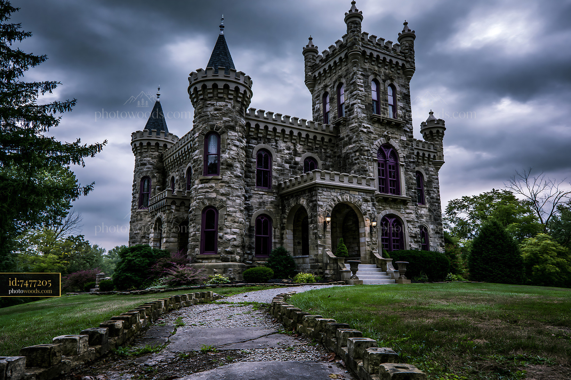 Castle Architecture in Dark Clouds Setting