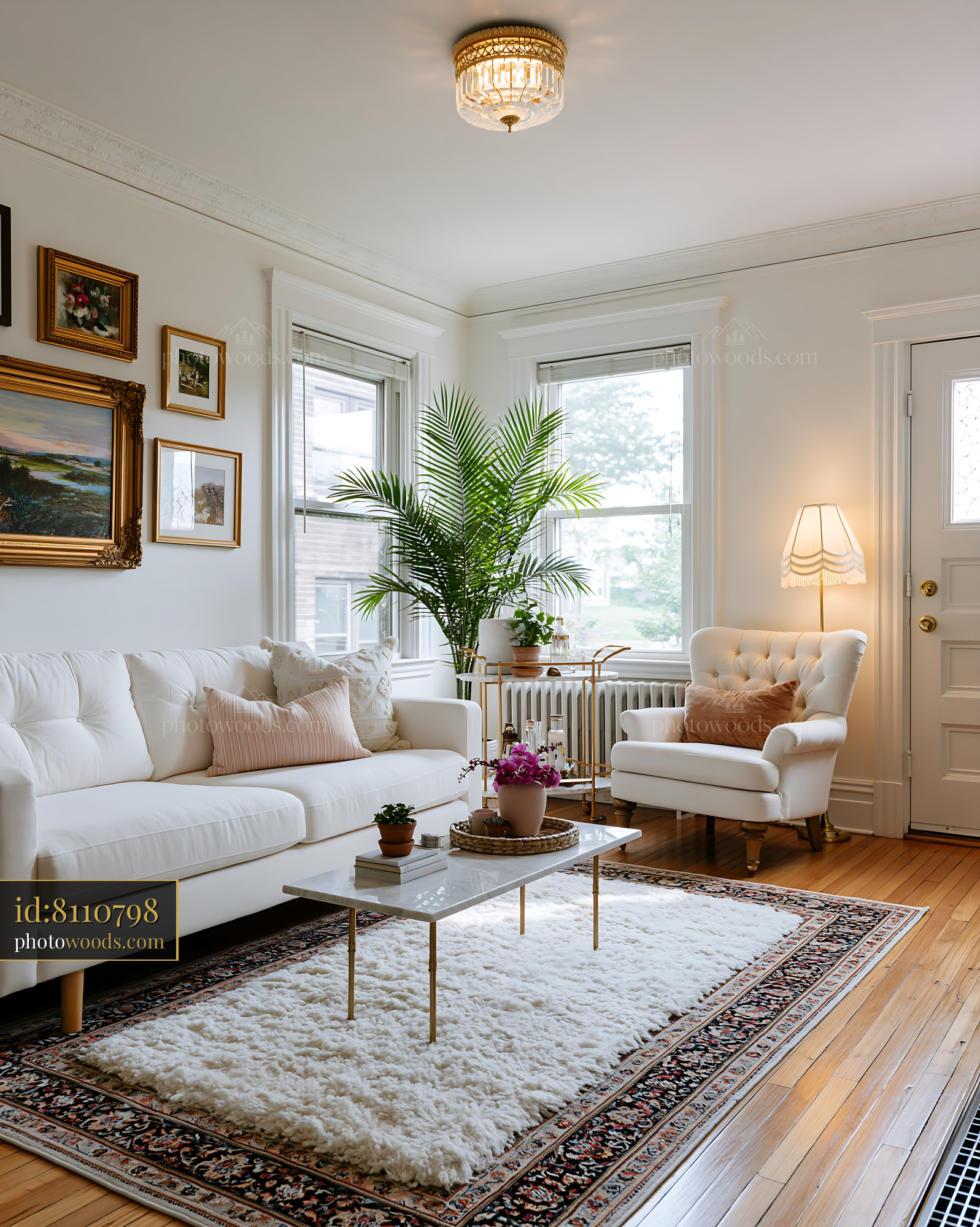 Minimalist Living Space With Gallery Walls and Houseplants