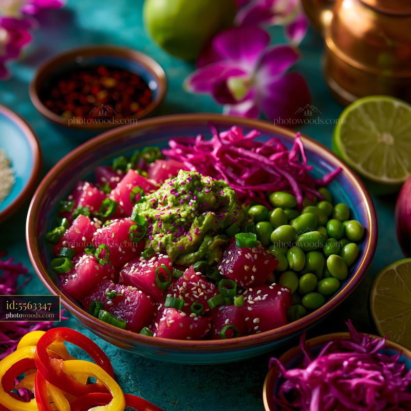 Colorful Poke Bowl With Tuna, Avocado, and Edamame