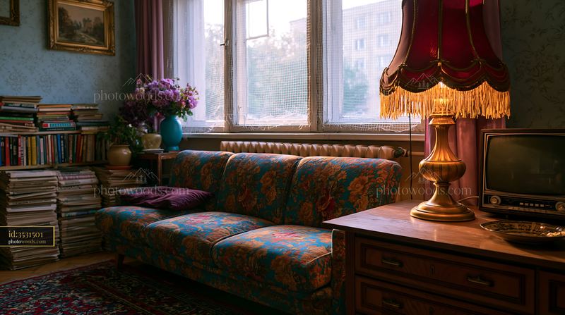 1980s Eastern Bloc Living Room With Vintage Furniture and D?cor