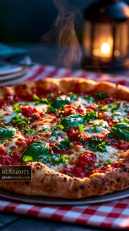 Wood Fired Margherita Pizza With Fresh Basil and Tomato Sauce