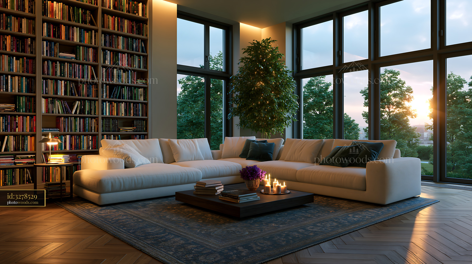Luxury Lounge With Designer Sofas and Sunset View in Modern Home