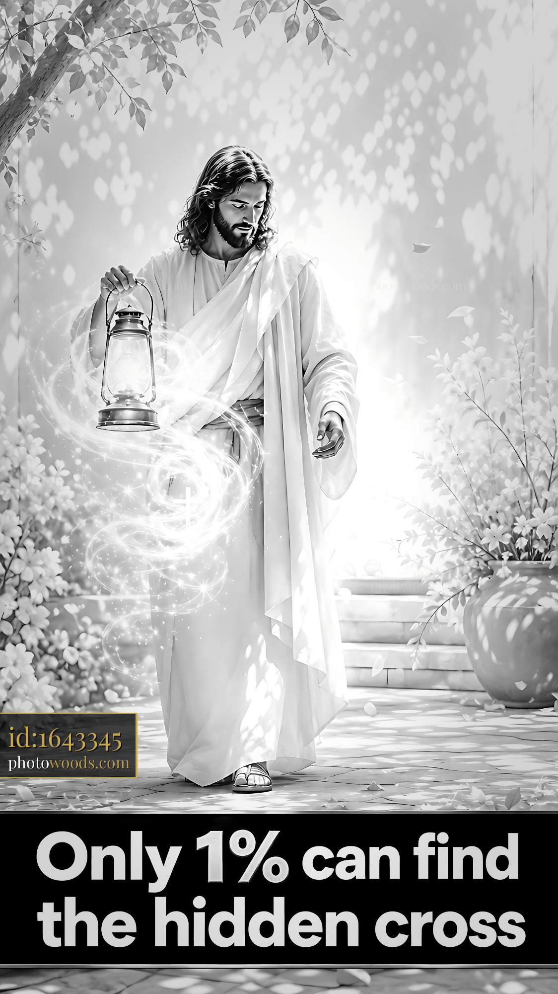 Jesus Carries a Lantern Illuminating a Hidden Cross in the Light