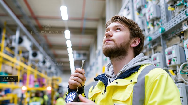 Heating Technician Checking Temperature Sensors in Industrial Setting