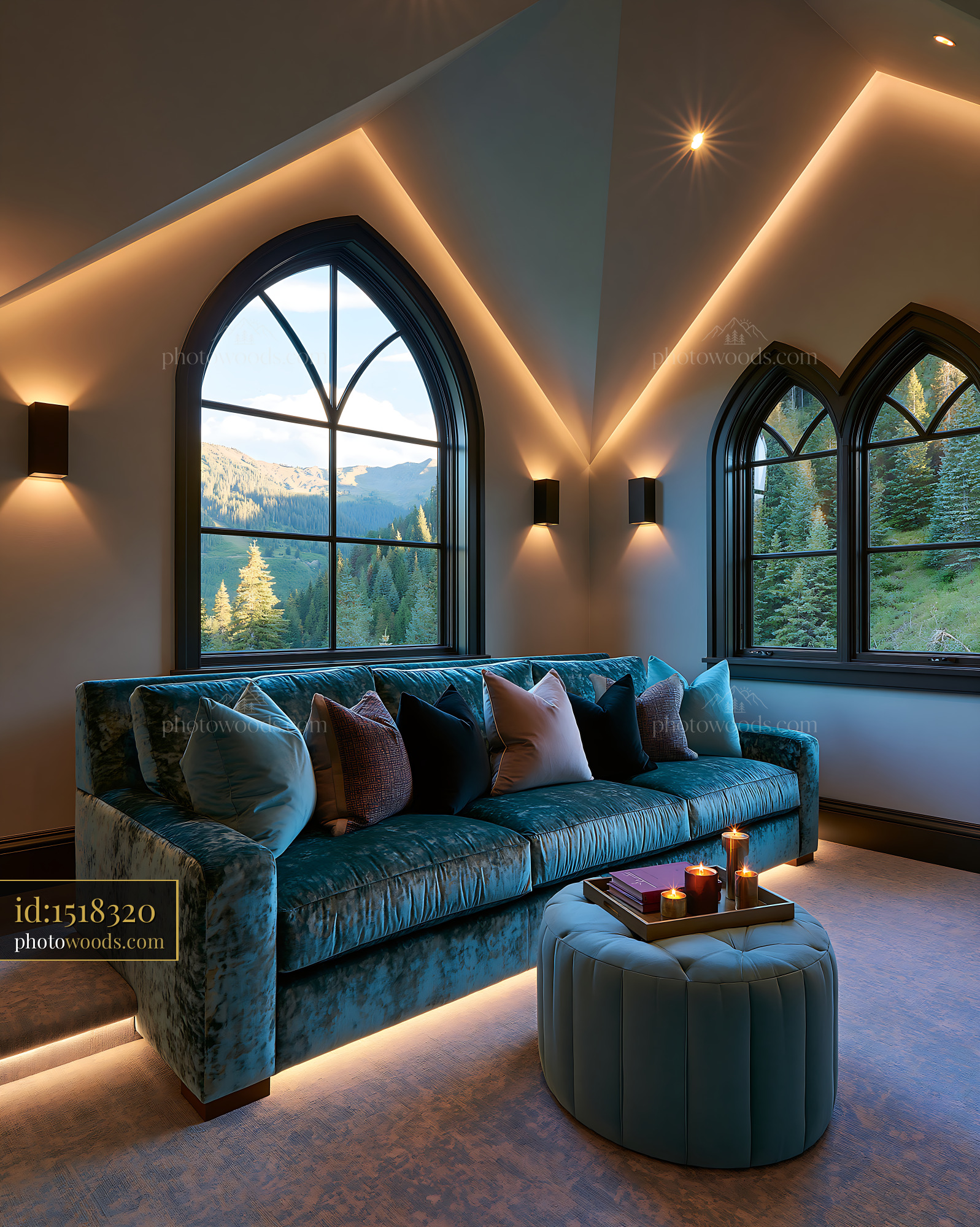 Home Cinema With Velvet Seating in Alpine Setting