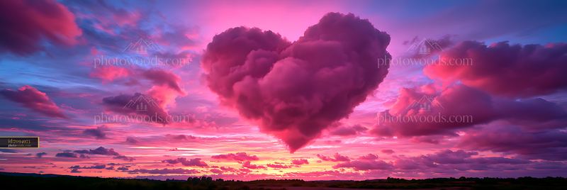 Dramatic pink and purple sunset clouds over a dark landscape