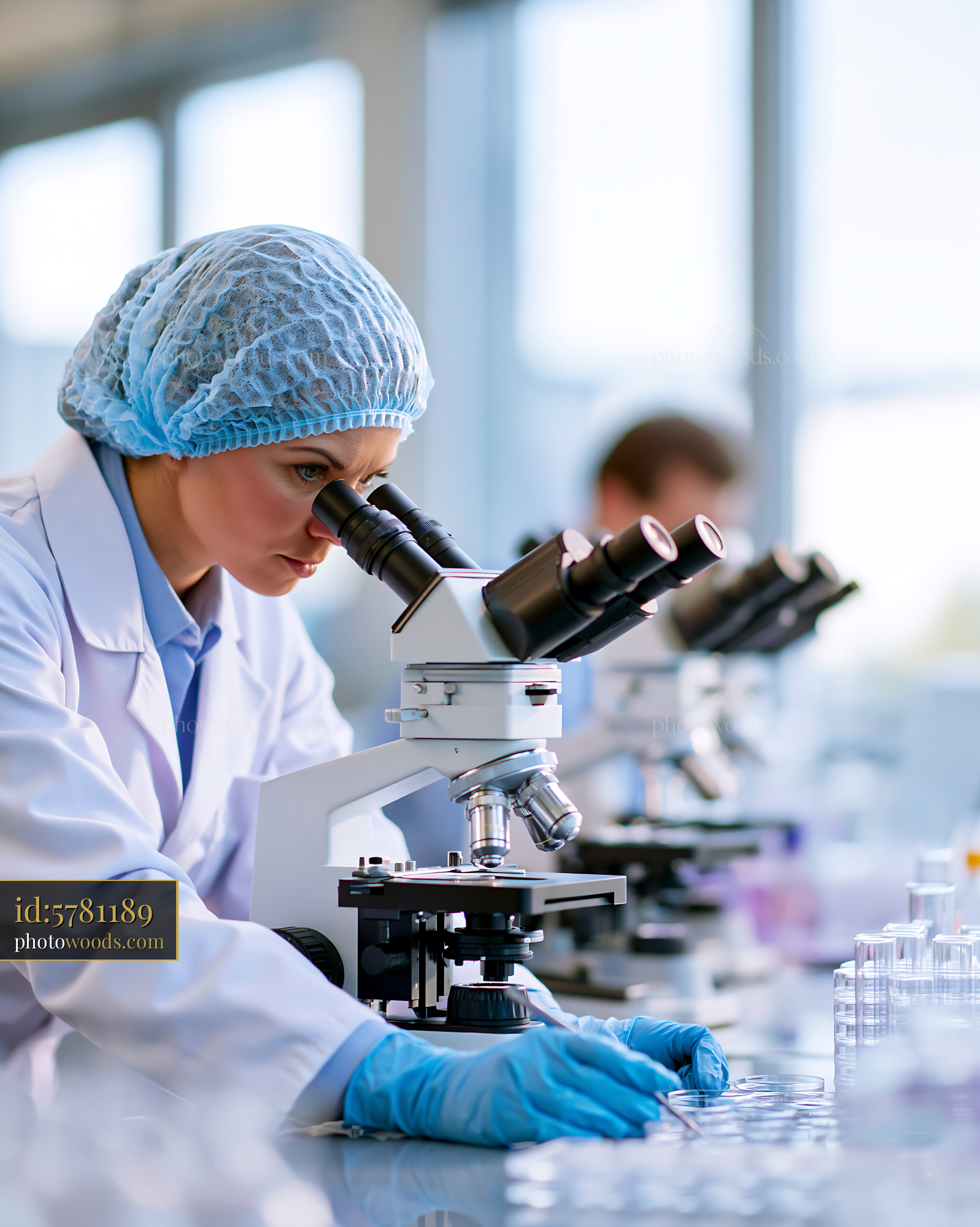 Researcher in Chip Laboratory Adjusting Equipment in Bright Space