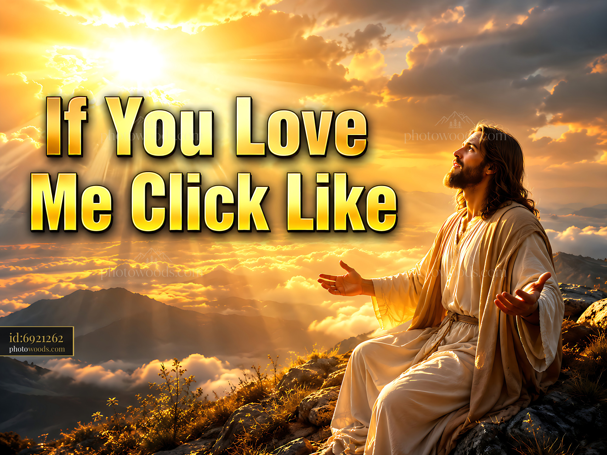 Jesus Prays While Gazing at Light Over Mountains During Sunset