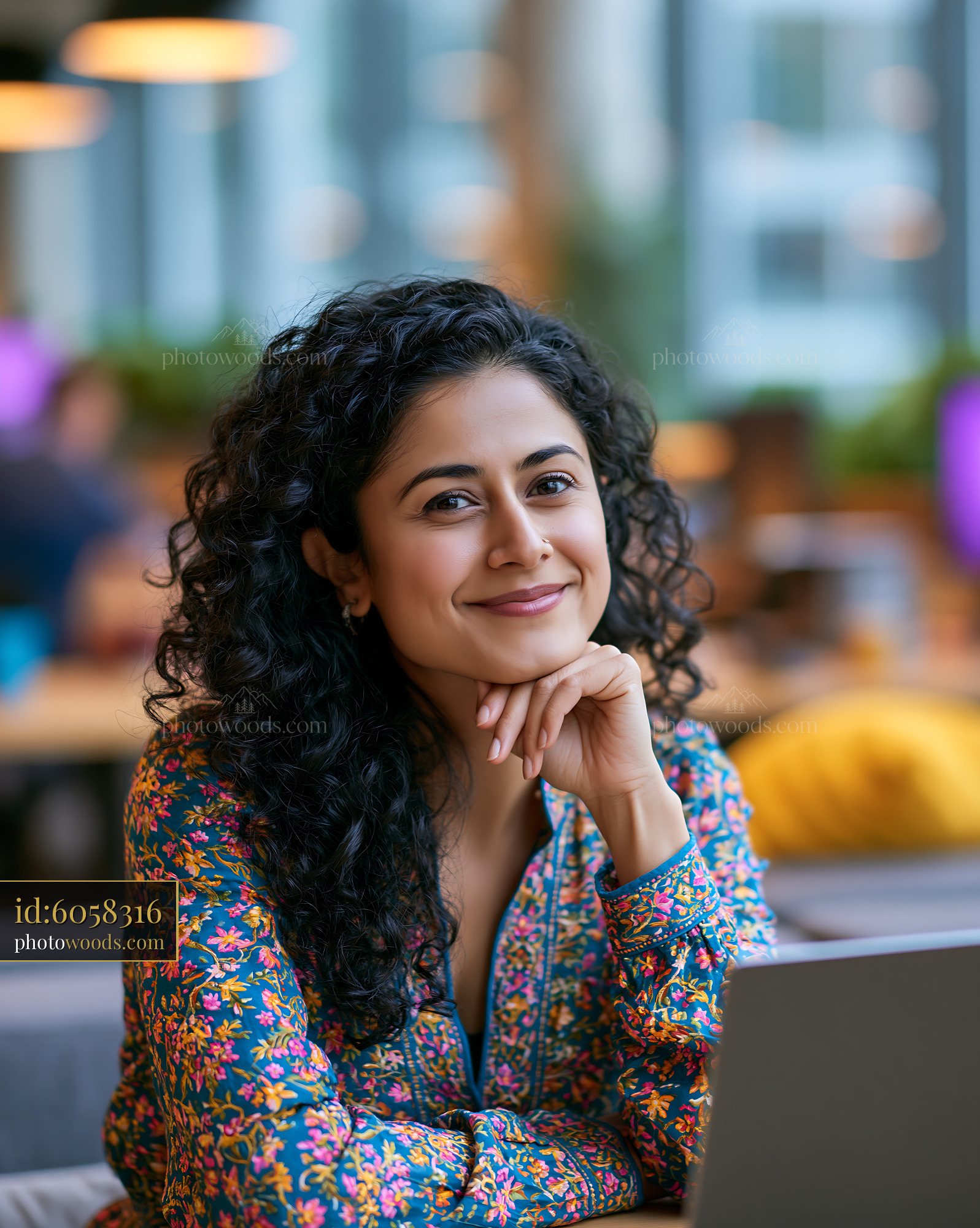 Woman Working on E-Government Portal at Home in Urban Cafe